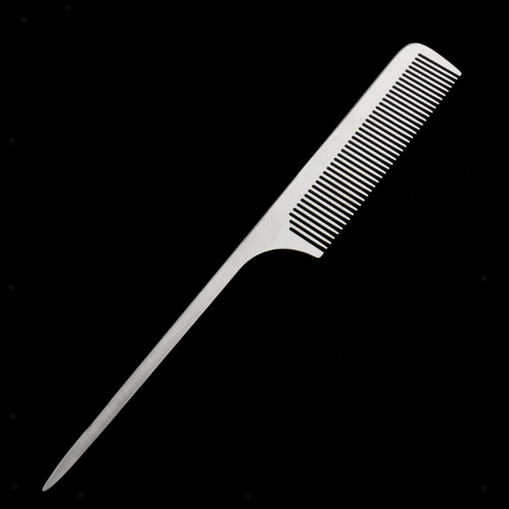 Stainless Steel Salon Barber Hairstyling Hairdressing Tail Comb Hairbrush K8.