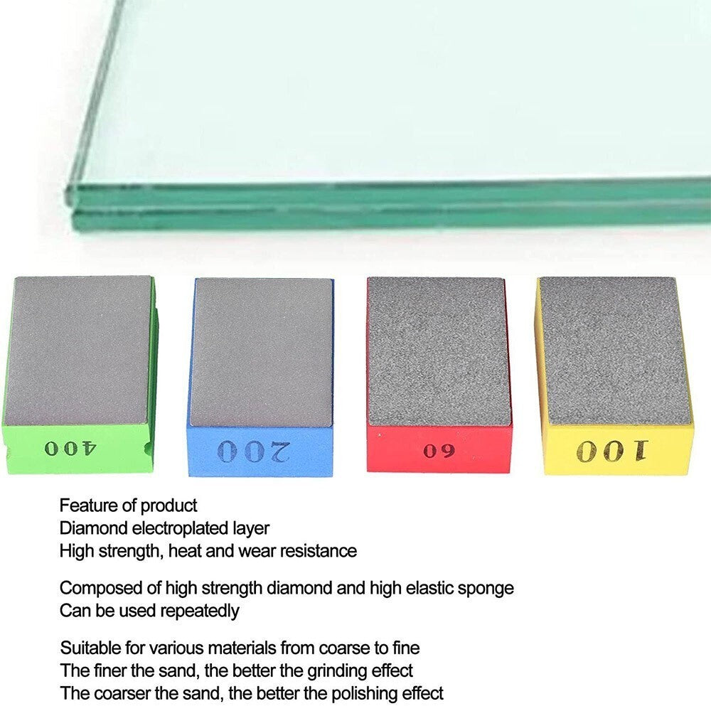 Tile Glass Marble Grinding Block Sanding Disc  Diamond Hand Polishing Pads SET