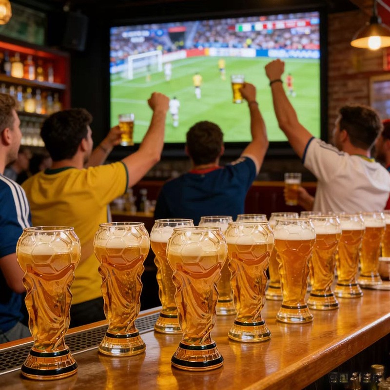500ml World Football Trophy Beer Glass Cup Shape Drinking Mug Clear
