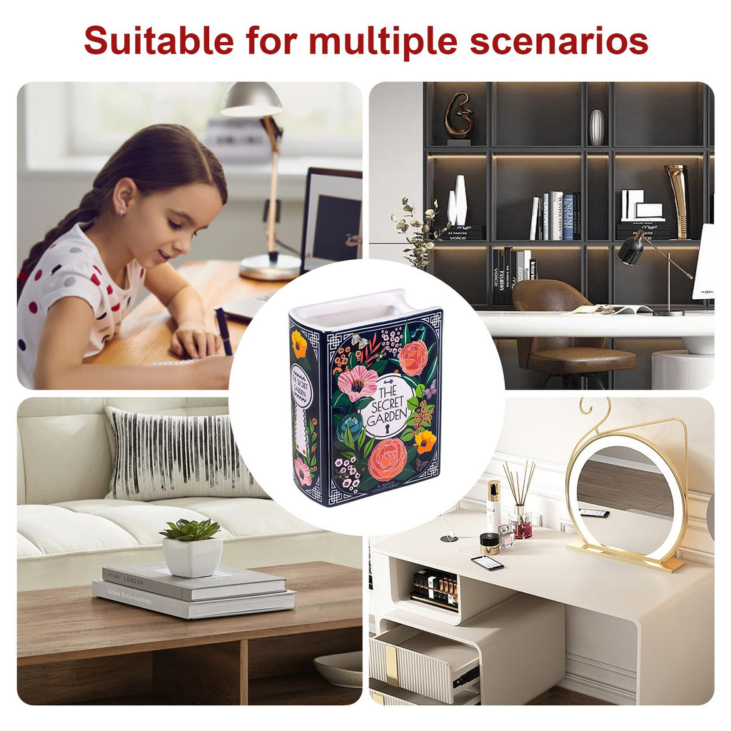 Ceramic Book Shaped Table Flower Vases Decorative Home Bedroom Decor Art Vase