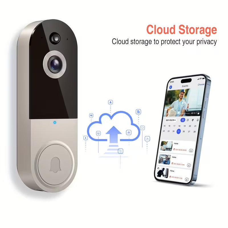 Wireless Video Doorbell Camera, AI Human Detection, Night Vision, Instant Alert,