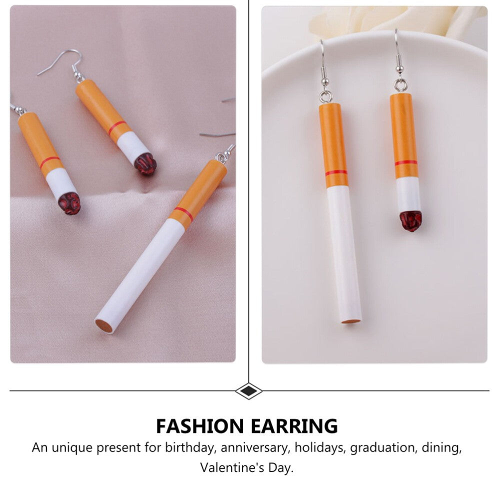 Cigarette Shape 2 Pair Fashion Earrings Creative Unique Ear Decoration