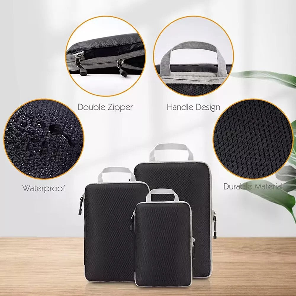 4Pcs Compression Bags Organiser Suitcases Packing Cubes Storage Luggage Travel