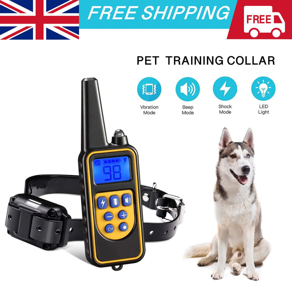 800M Electric Pet Dog Training Collar Anti Bark Obedience Remote Control LCD UK
