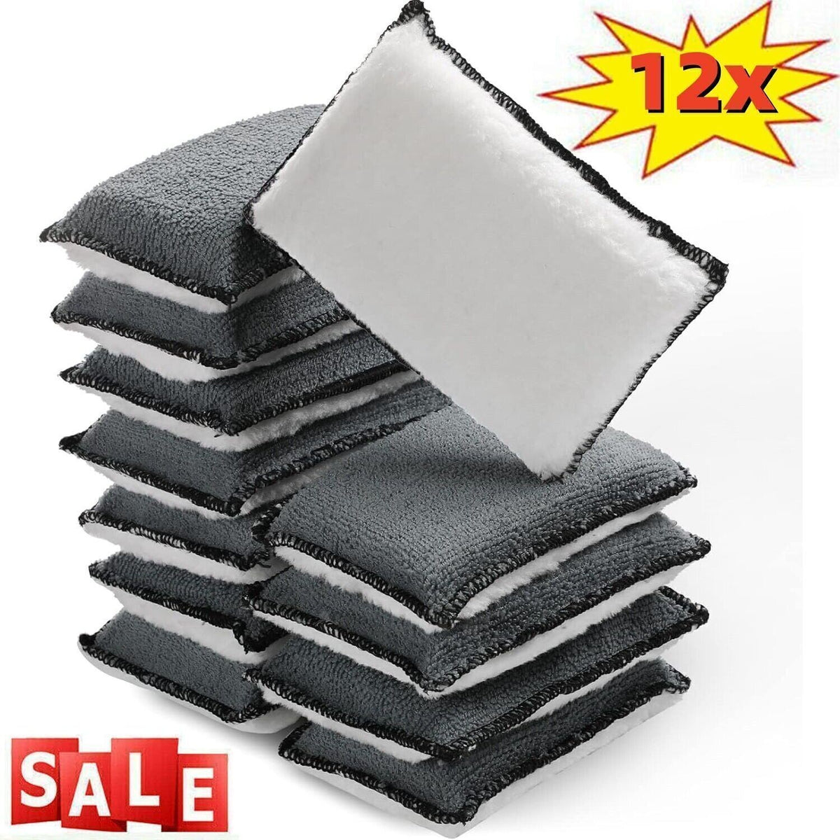 Pack of 12 Multi Purpose Interior Exterior Car Detailing Scrub Pad Home Cleaning