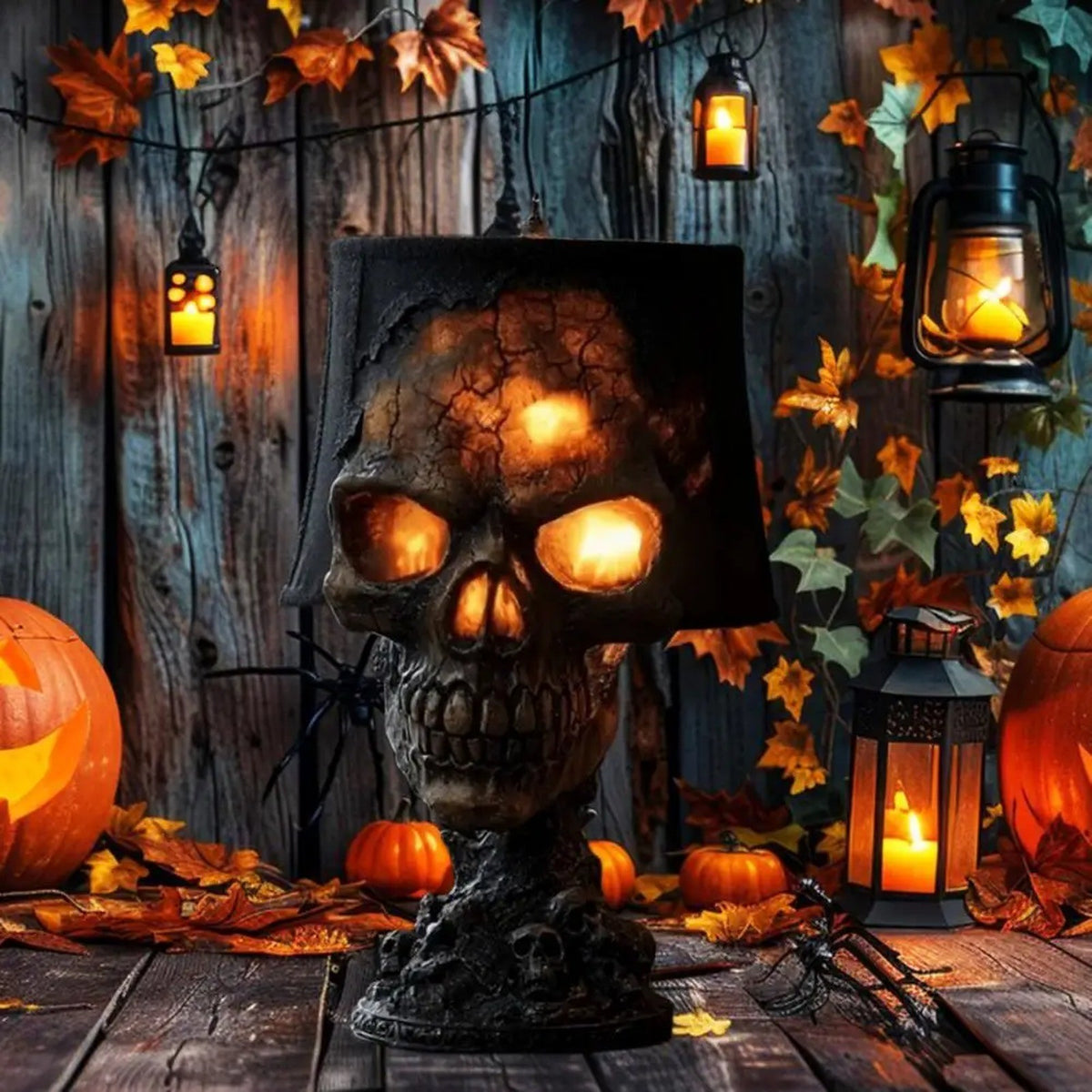 Skull Desk Lamp Gothic LED Spooky Halloween Party Mantel Decoration Unique Room