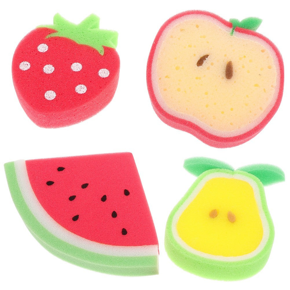 4 Pcs Kids Shower Sponge Fruit Design Bath Balls for Gentle Cleaning
