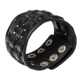 Punk Wide Black Braided Leather Mens Adjustable Bangle Bracelet Wristband