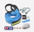 Heavy Duty Tow Rope Thicken 8T 5M Towing Strap Trailer Belt & Metal Hooks