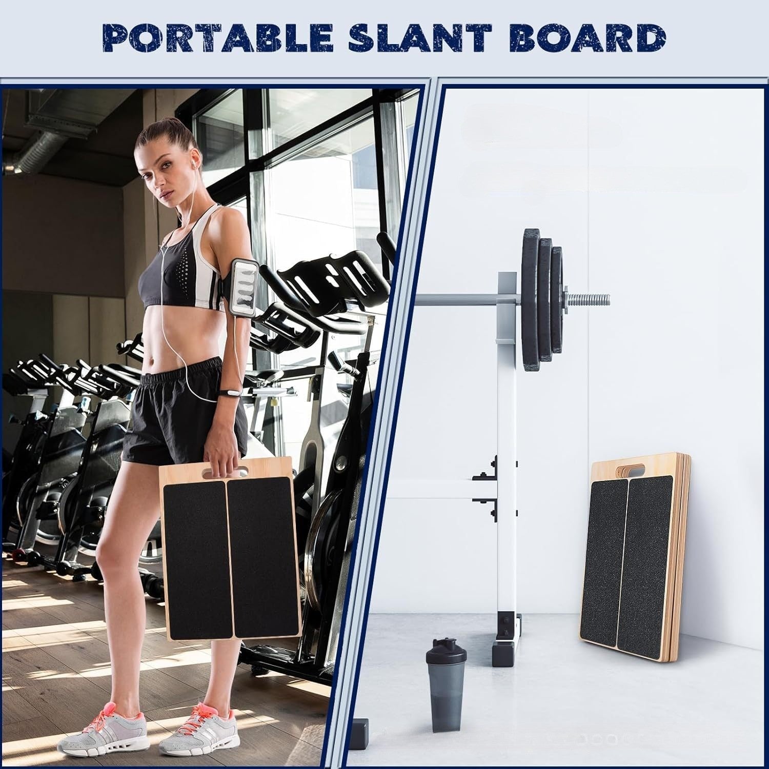 Foldable Wooden Slant Board Calf Stretcher Incline Board Yoga Gym Home Workout