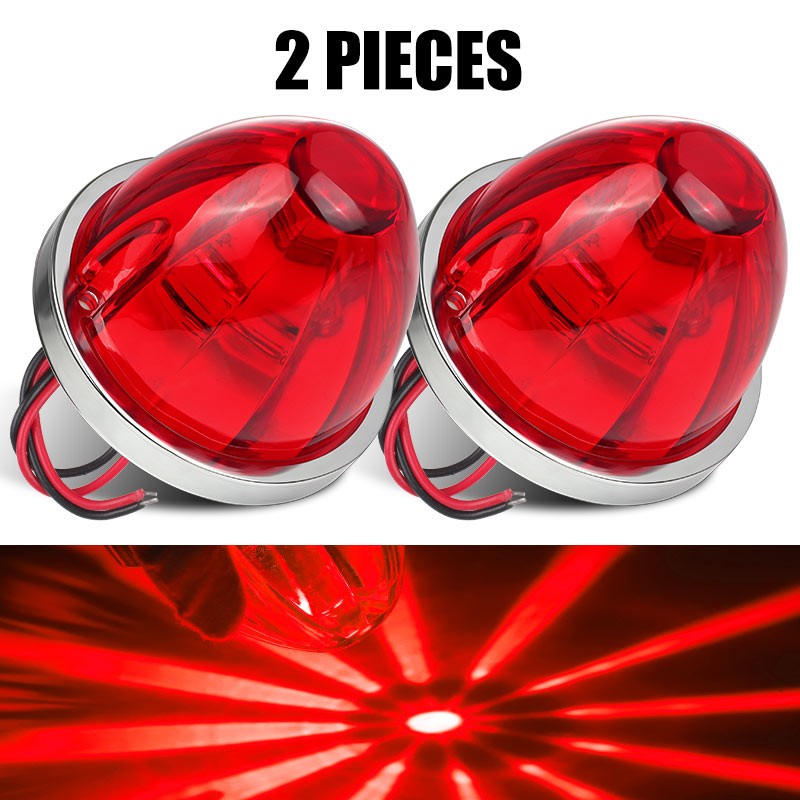 2PCS LED Watermelon Lights Truck Trailer Side Marker Clearance Lamp Turn Signal
