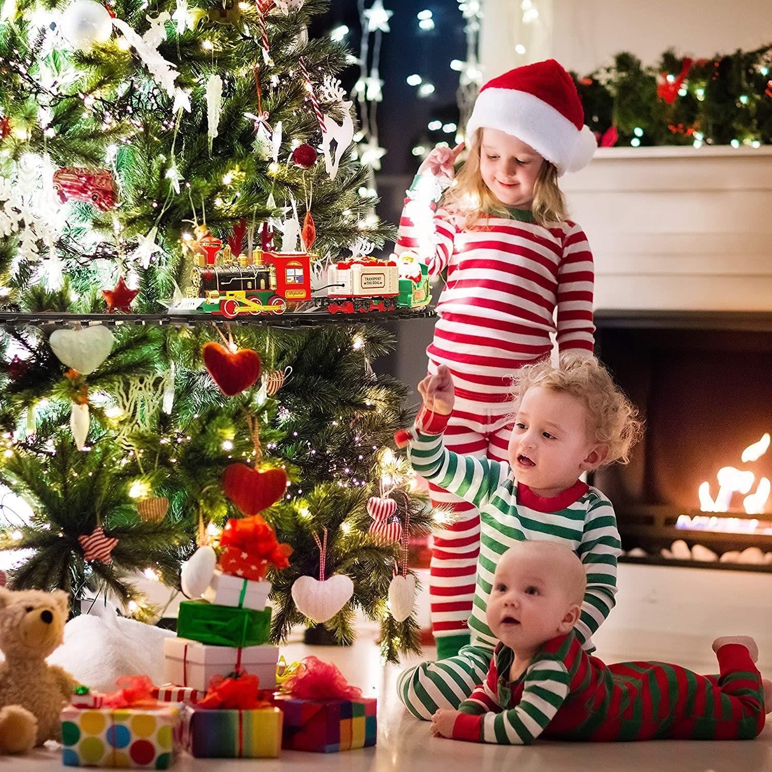 Christmas Tree Train Set Around Tree Lights Musical Battery Operated XMAS Decor
