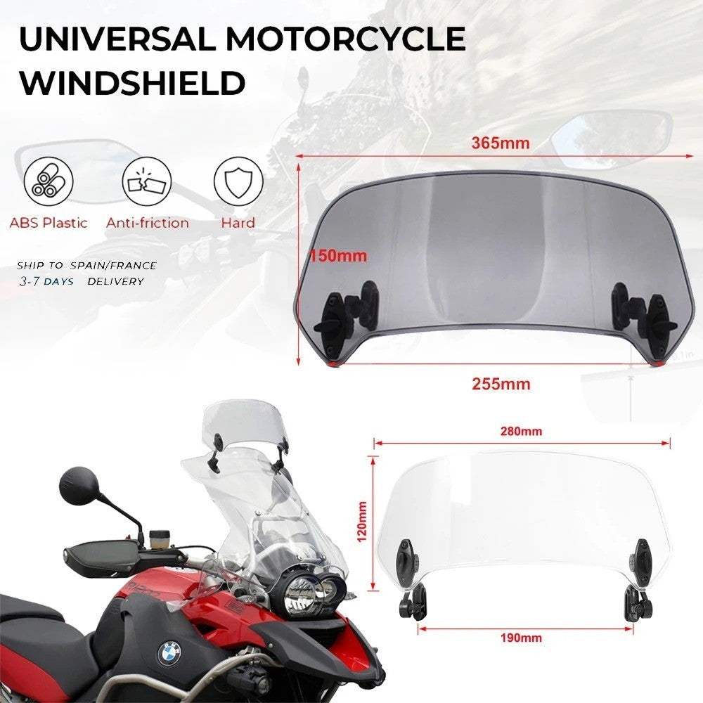 Motorcycle Motorbike Clip On Windshield Wind Screen Deflector Extension Spoiler