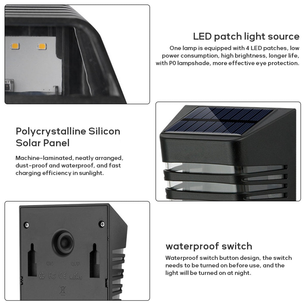 Solar Step Lights Outdoor Solar Fence Lights IP54 Waterproof Solar Deck