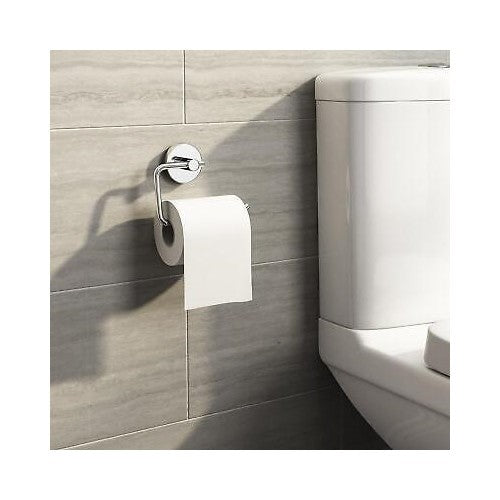 Toilet Roll Holder Wall Mounted Modern Chrome Round Toilet Tissue Accessory UK