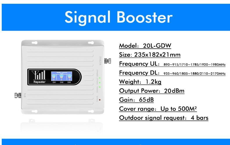 900/800/2100MHZ Band Repeater Amplifier Kit 2G/3G/4G