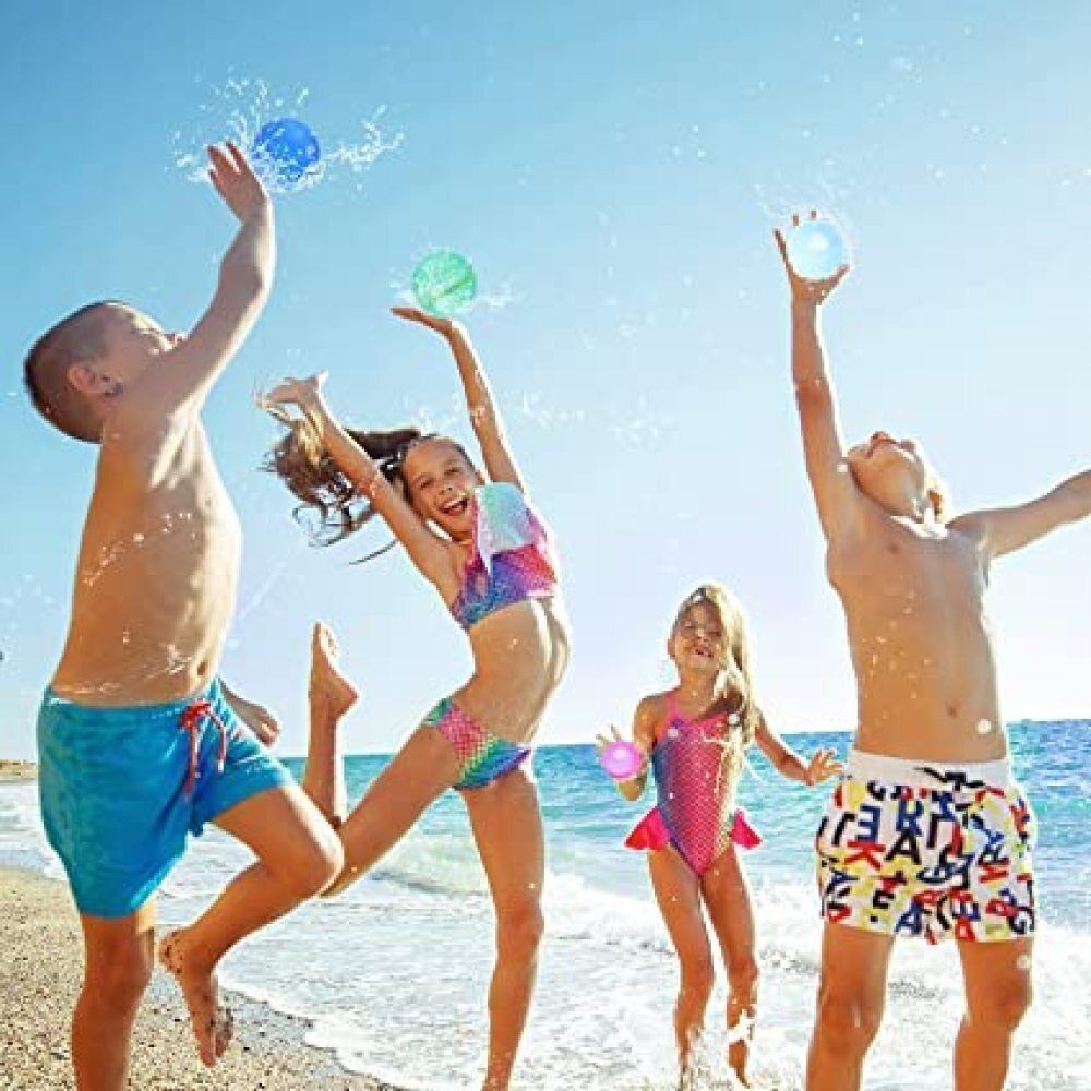 10/24 Pcs Reusable Water Balloons Silicone Splash Balls with Snap Lock, Outdoor