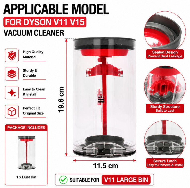 Replacement Dust Bin Compatible with Dyson V11 V15 SV14 SV15 SV22
