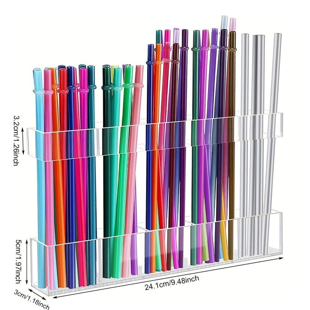 Acrylic Large Straw Holder  Reusable Straw Storage Dispenser Straws Organizer