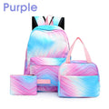 3PCS/Set Boys Girls Kids Rainbow Backpack Rucksack School Lunch Bag Pencil Bag