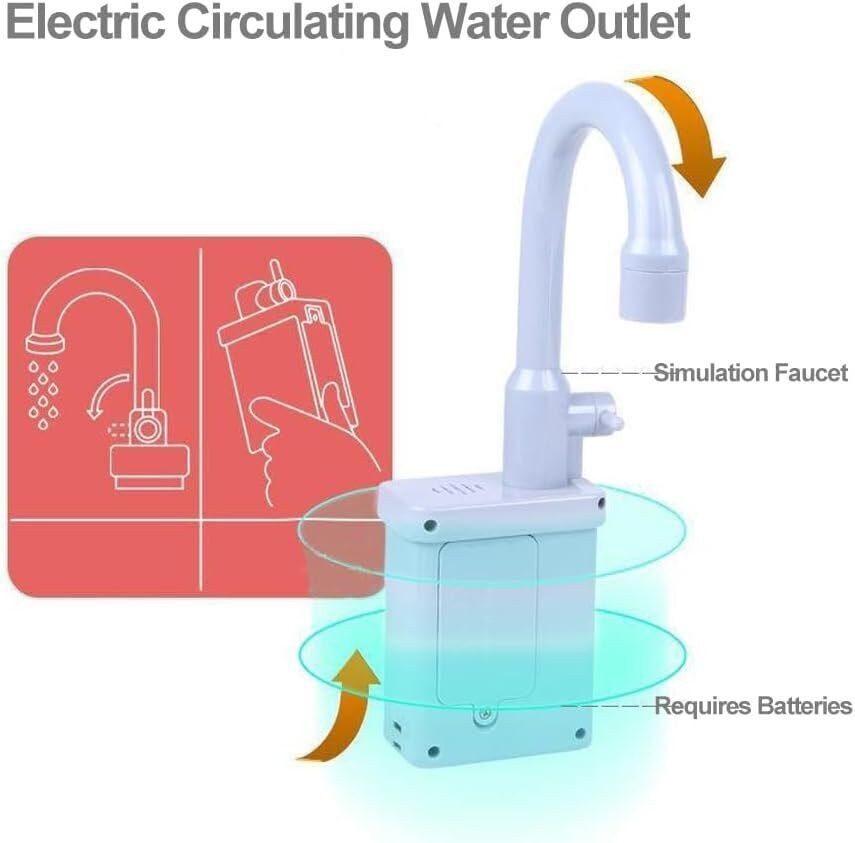 Children's Kitchen Sink Toy With Running Water Faucet Pretend Play Set Kids