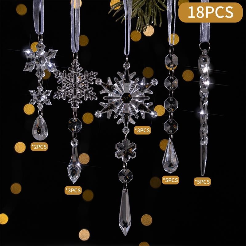 18 Pcs Christmas Tree Icicle Ornaments Clear Acrylic Icicle Christmas Decoration