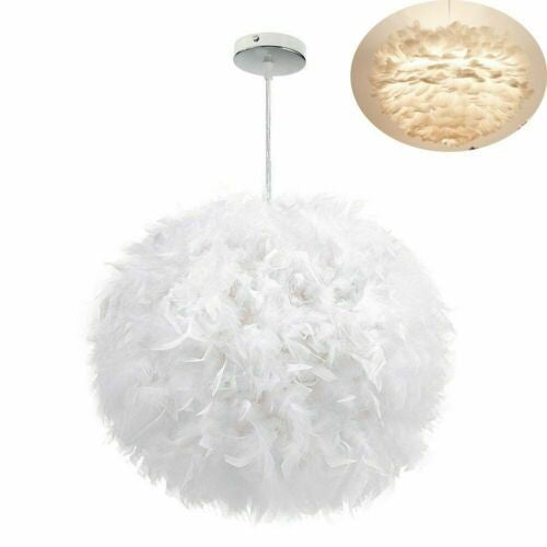 LED Ceiling Light Lampshade White Feather Pendant Shade Bedroom Nordic Style30cm