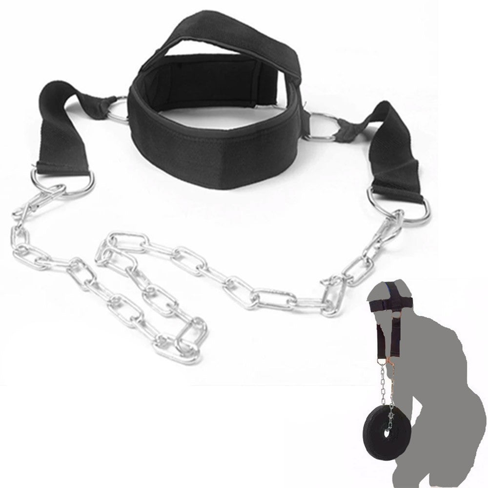 Adjustable Neck Trainer Head Harness For Weight Lifting Chain Chin Strap Gym UK
