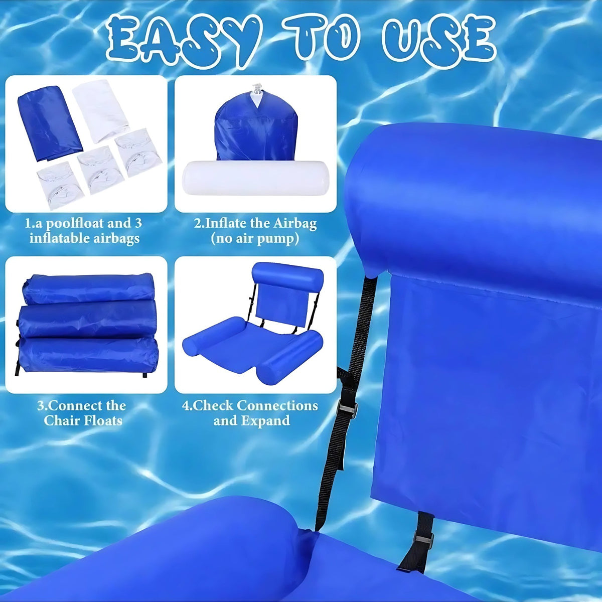 Inflatable Floating Hammock Float Chair Swimming Pool Water Mat Bed Hot Tub