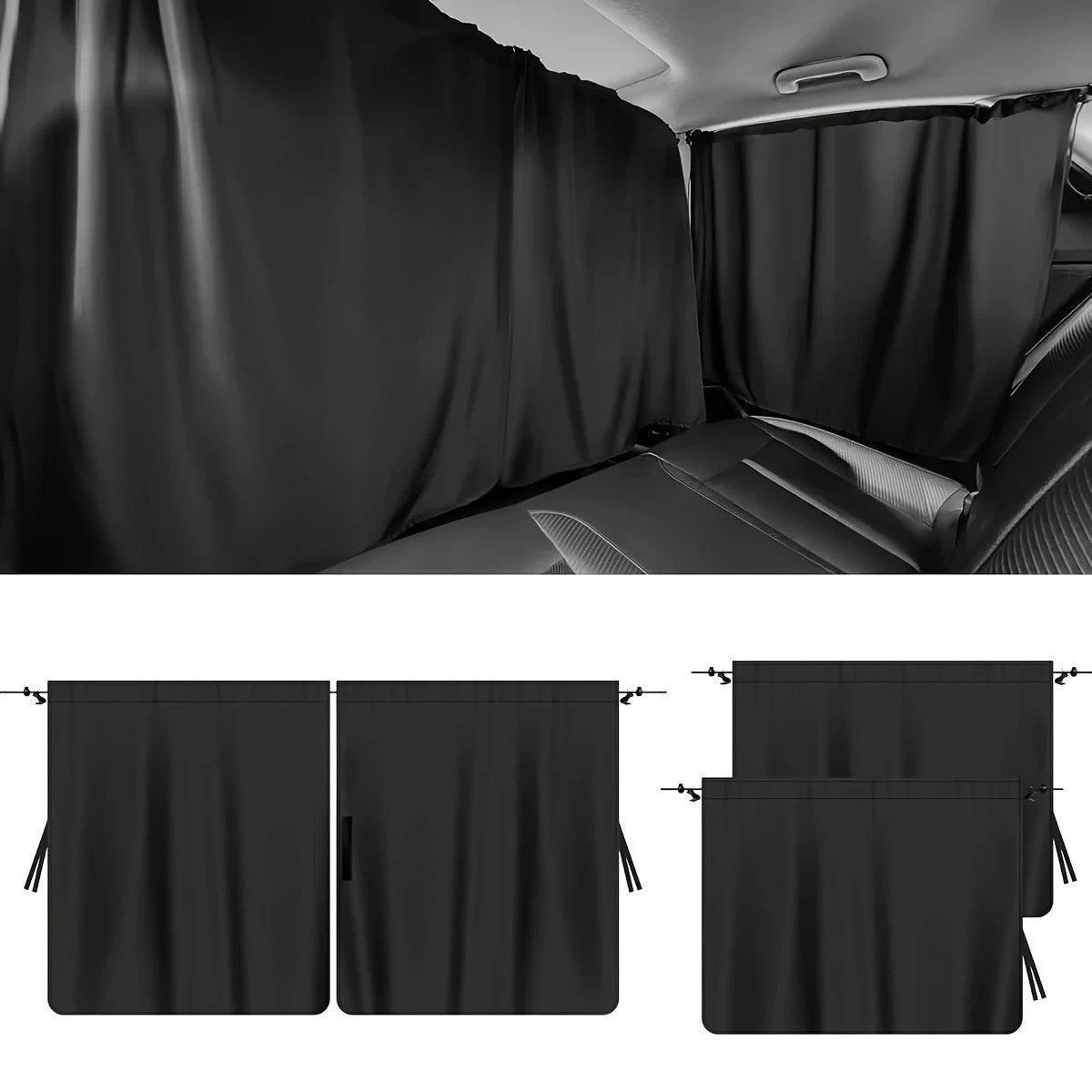 4x Car Window Shade Blackout Portable Multipurpose Window Cover for Camping