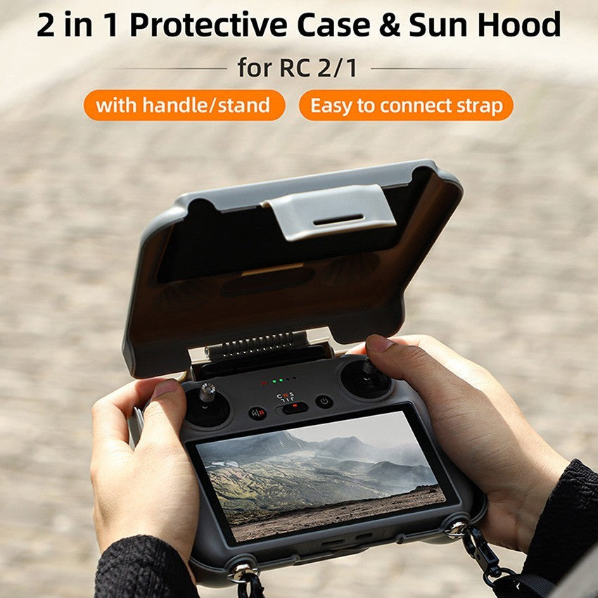Remote Control Storage Case with Light-Blocking Cover Sunhood for DJI RC 2/1