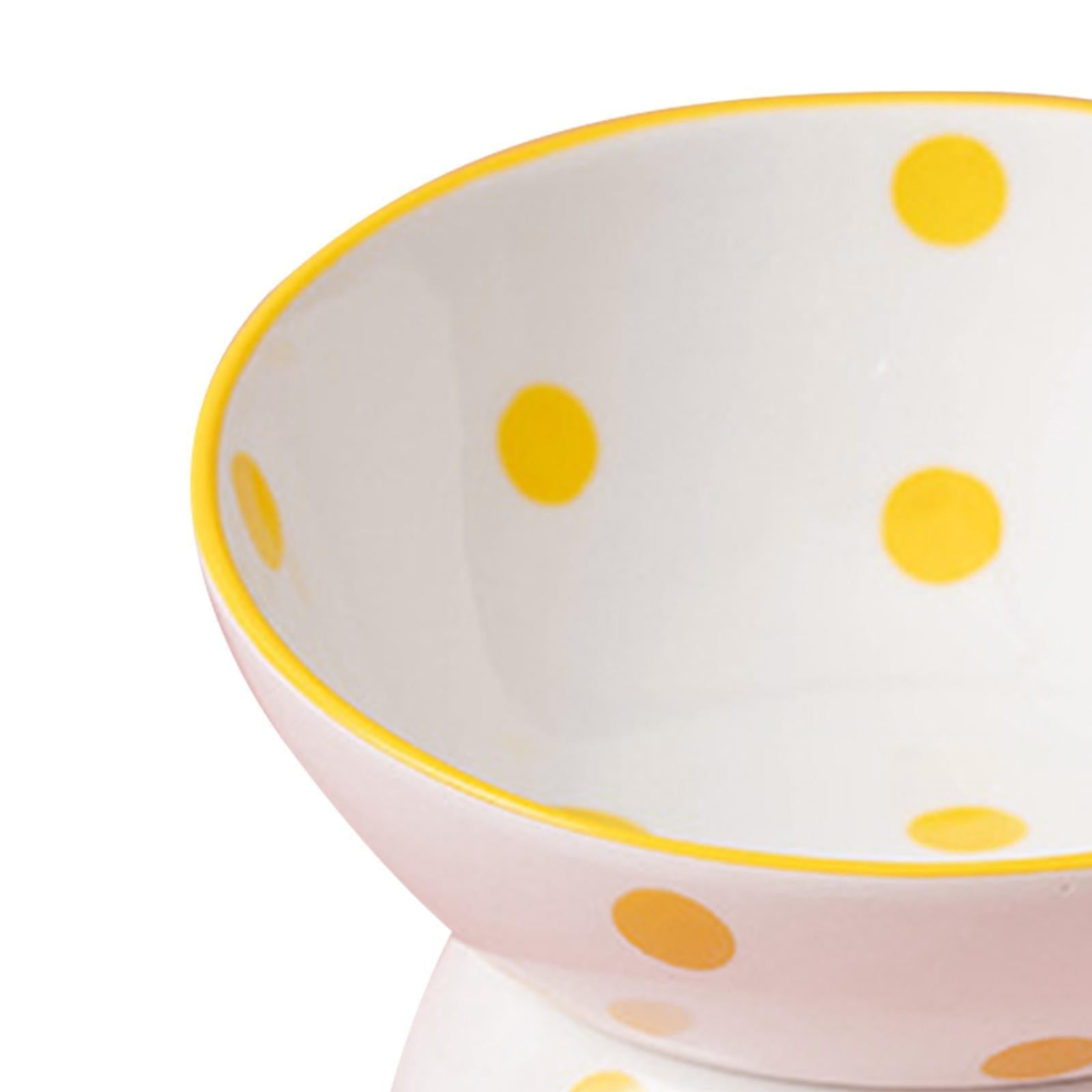 Ceramic Tilted Raised Cat Food Bowl Slant Porcelain Pet Cat Dish Snack Bowl