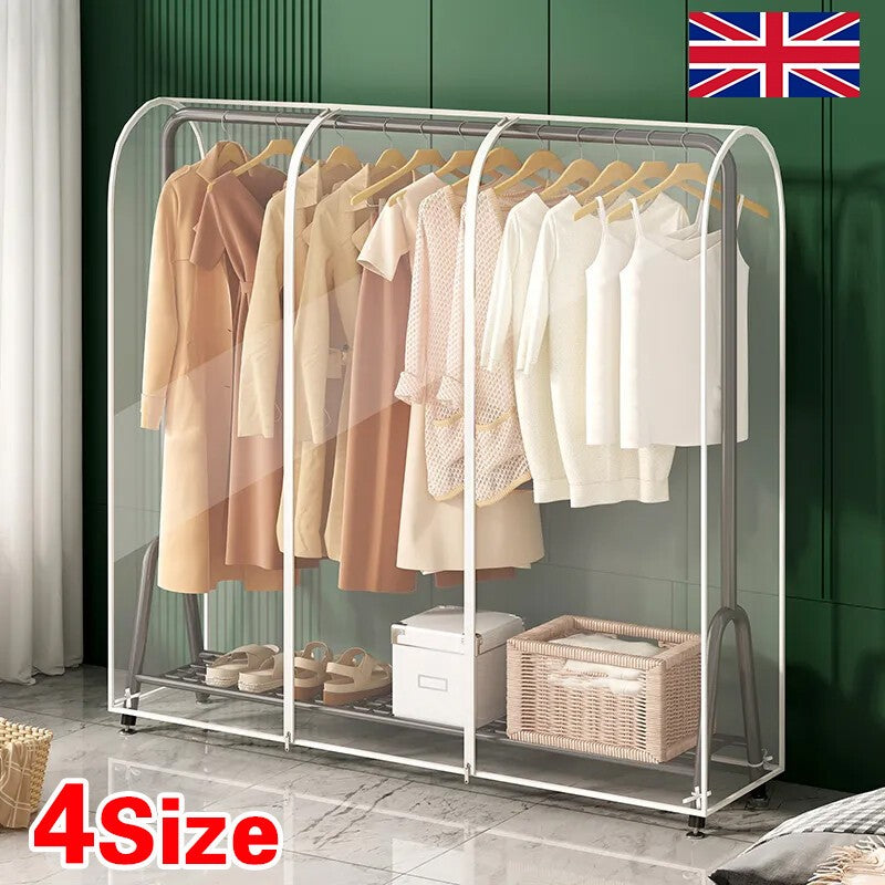 4 Sizes Zipped Clear Clothes Rail Protector Heavy Duty Coat Hanger Dust Cover