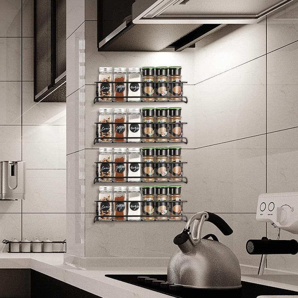 2PCS Spice Herb Jar Rack Holder For Kitchen Door Cupboard Storage Wall Mounted