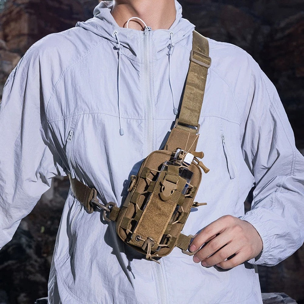 Tactical Sling Chest Bag Water Bottle Pouch Phone Shoulder Backpack for Outdoor