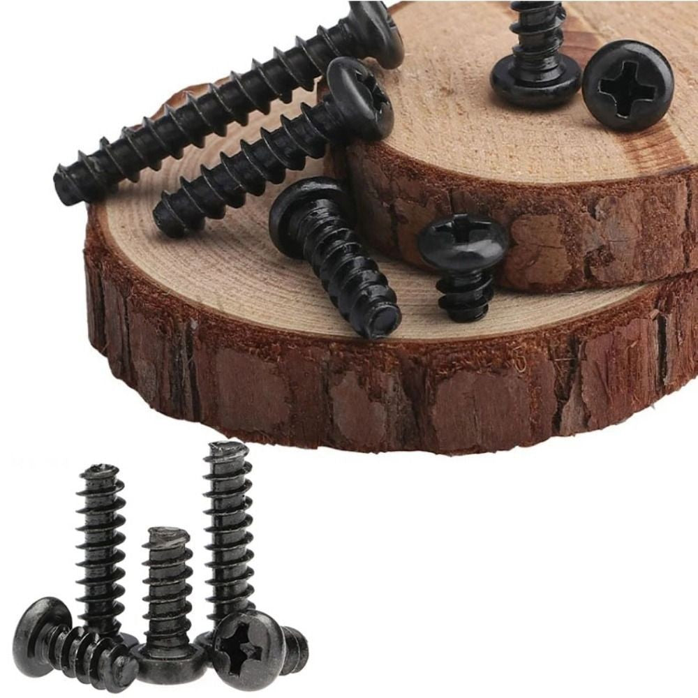 1000PCS Self-tapping Screws M1/M1.2/M1.4/M1.7 Black Pan Head Cross Head Set Kits