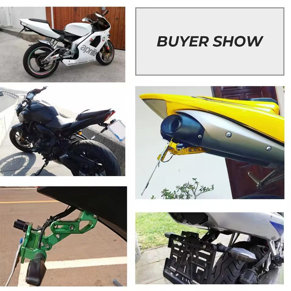 Motorcycle License Number Plate Holder Aluminum Tail Tidy Bracket w/ LED Light