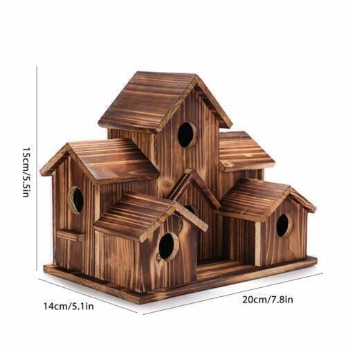 Hanging Wooden Bird House Feeder – Garden Feeding Station & Wood Shelter