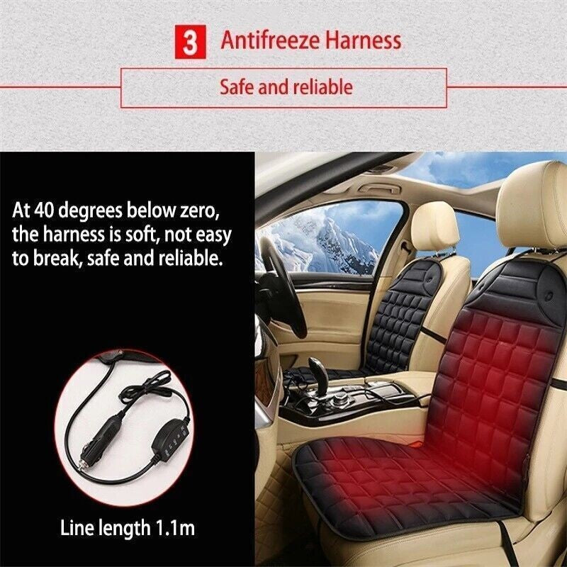 Luxury Heated Car Seat Cushion Heater Aftermarket Universal Fit 12V Cold Winter