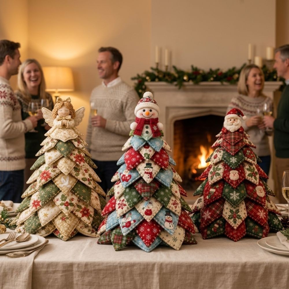 DIY Quilted Christmas Tree Kit Vintage Style Handcraft Fabric Patchwork Tree