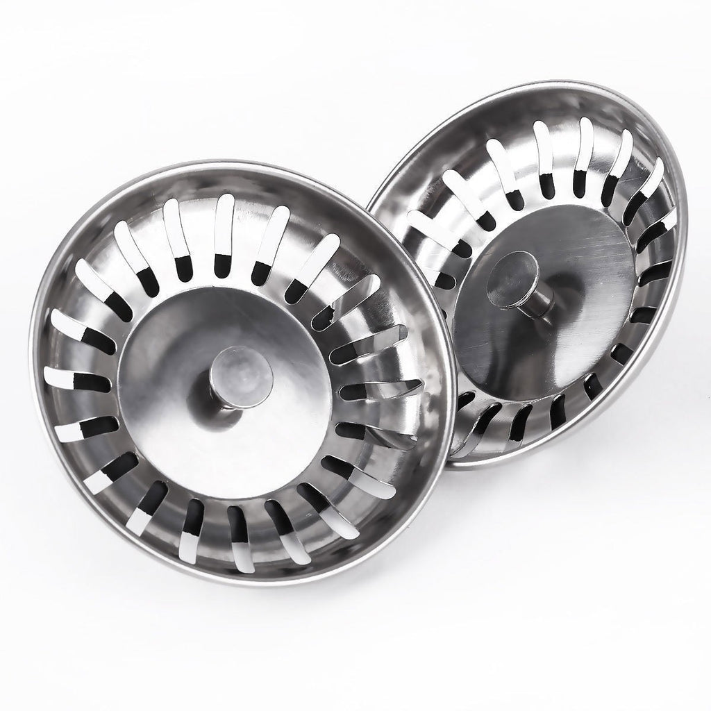 2x Stainless Steel Replacement Kitchen Sink Drain Strainer Drainer Waste Plug