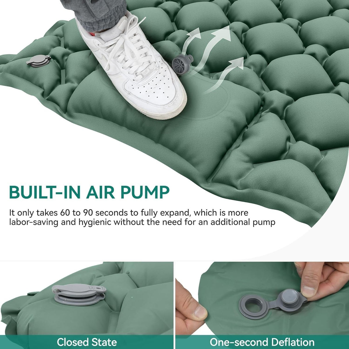 Inflating Camping Sleeping Mat Inflatable Air Mattress Bed Pillow For Hiking