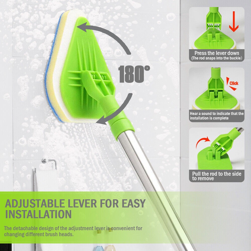 Telescopic Bathroom Mop Bath Shower Tile Cleaning Kit Floor Brush Cleaner Tool