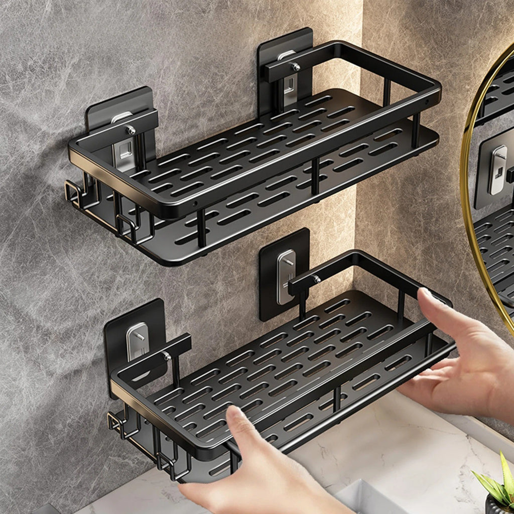 No-Drill Bathroom Shelf Shower Corner Rack Wall Mounted Storage Organizer 2PCS