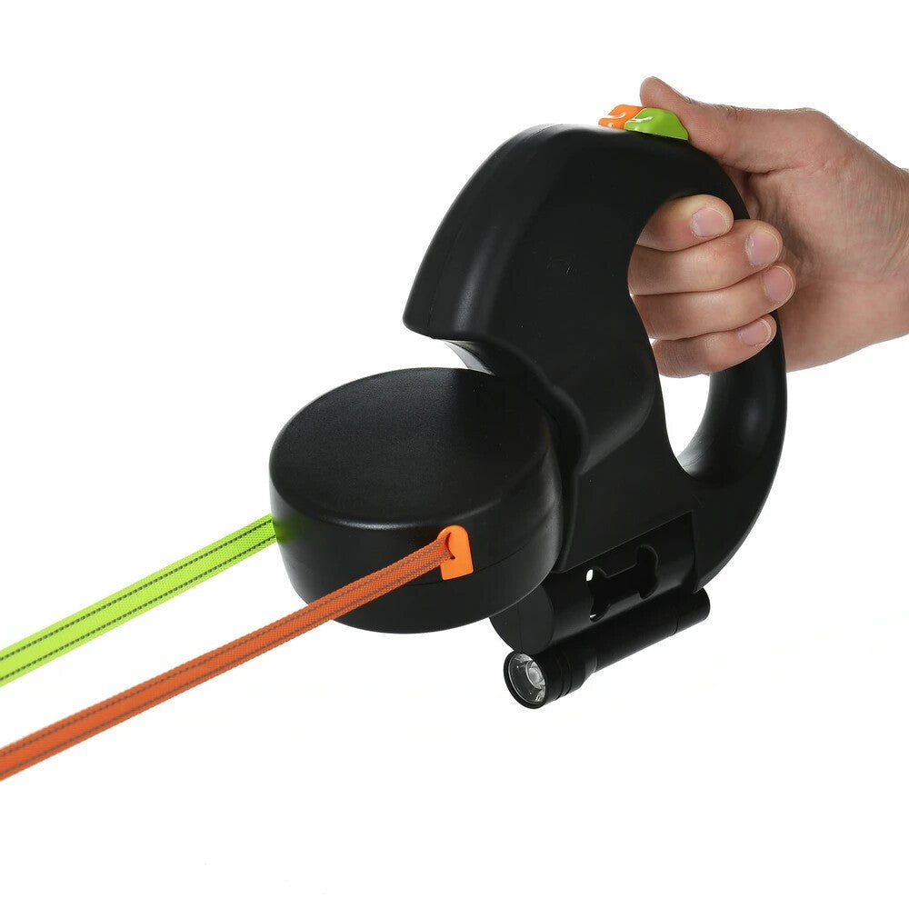 Retractable Reflective Dual Pet Leash Lead 360Swivel Double Dog Walking Leash.*