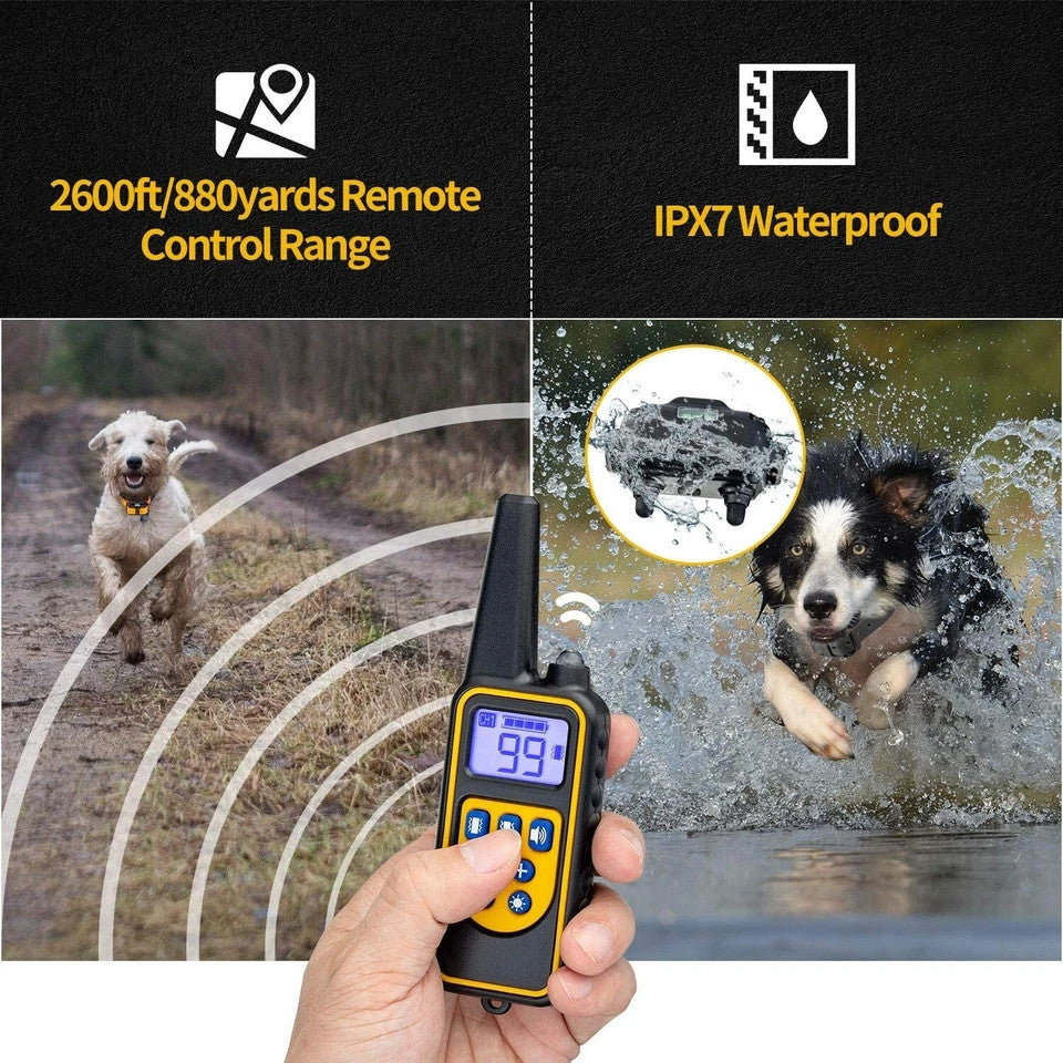 Dog Pet Training Collar with Remote Rechargeable Waterproof Shock Anti Bark 800M