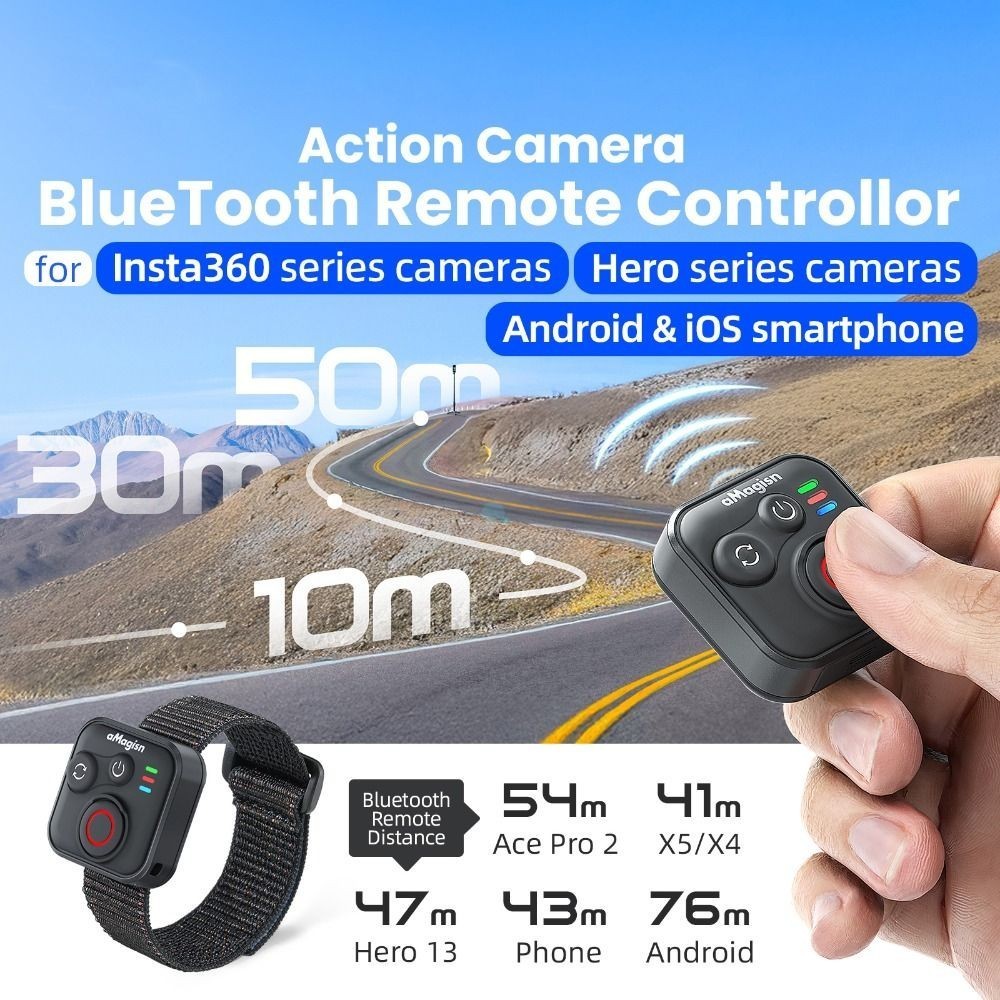 Bluetooth Remote Control for Insta360 X5/X4/AcePro 2/DJI Action 5 Pro