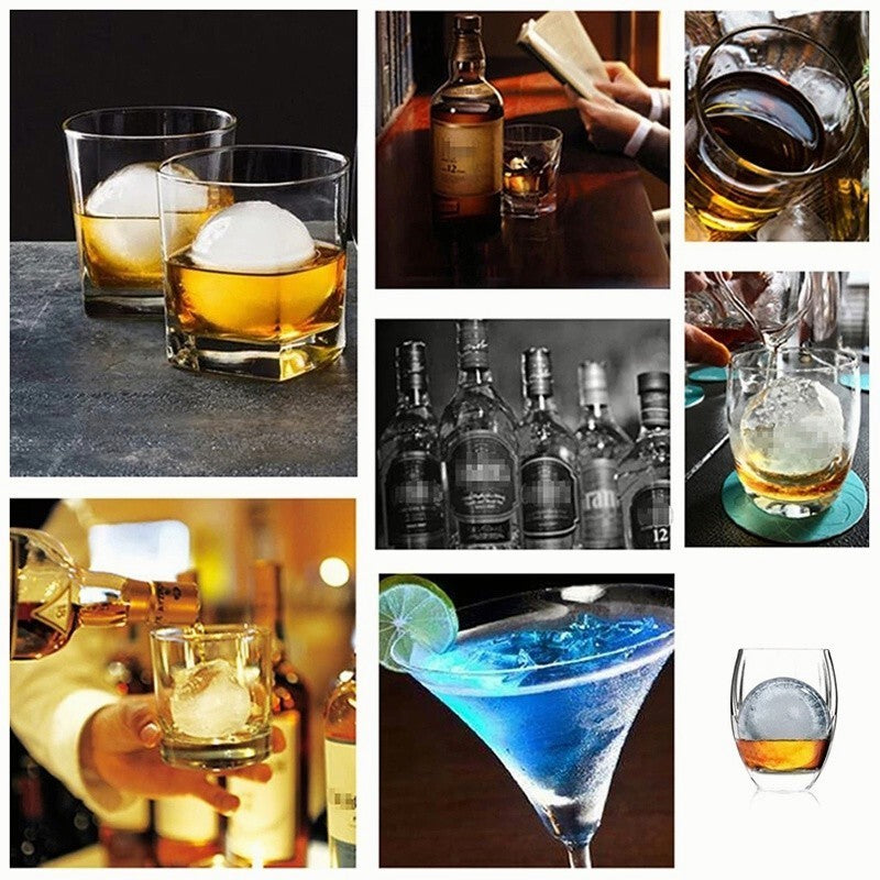 2PCS Ice Cube Bar Silicone 4 Ball Maker DIY Mold Sphere Large Tray Whiskey Mould