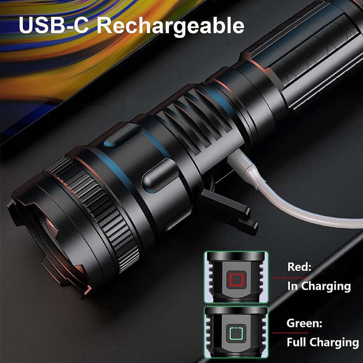 Super Bright USB Rechargeable LED Flashlight  Torch Tactical Lamp UK
