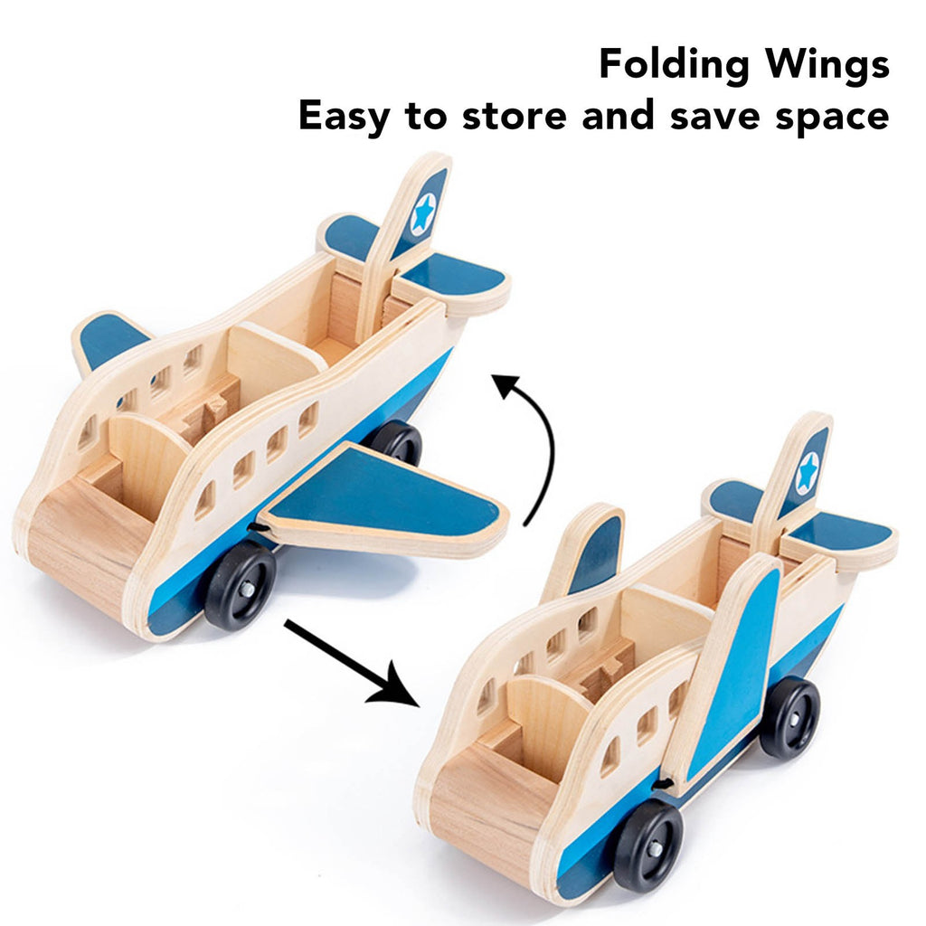 Wooden Toy Plane with Person & Suitcase Blocks Corrosion Resistant Building Set